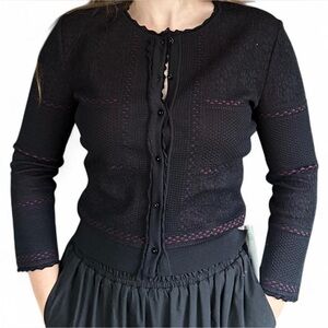 Alexander McQueen Black and Red Textured Cardigan